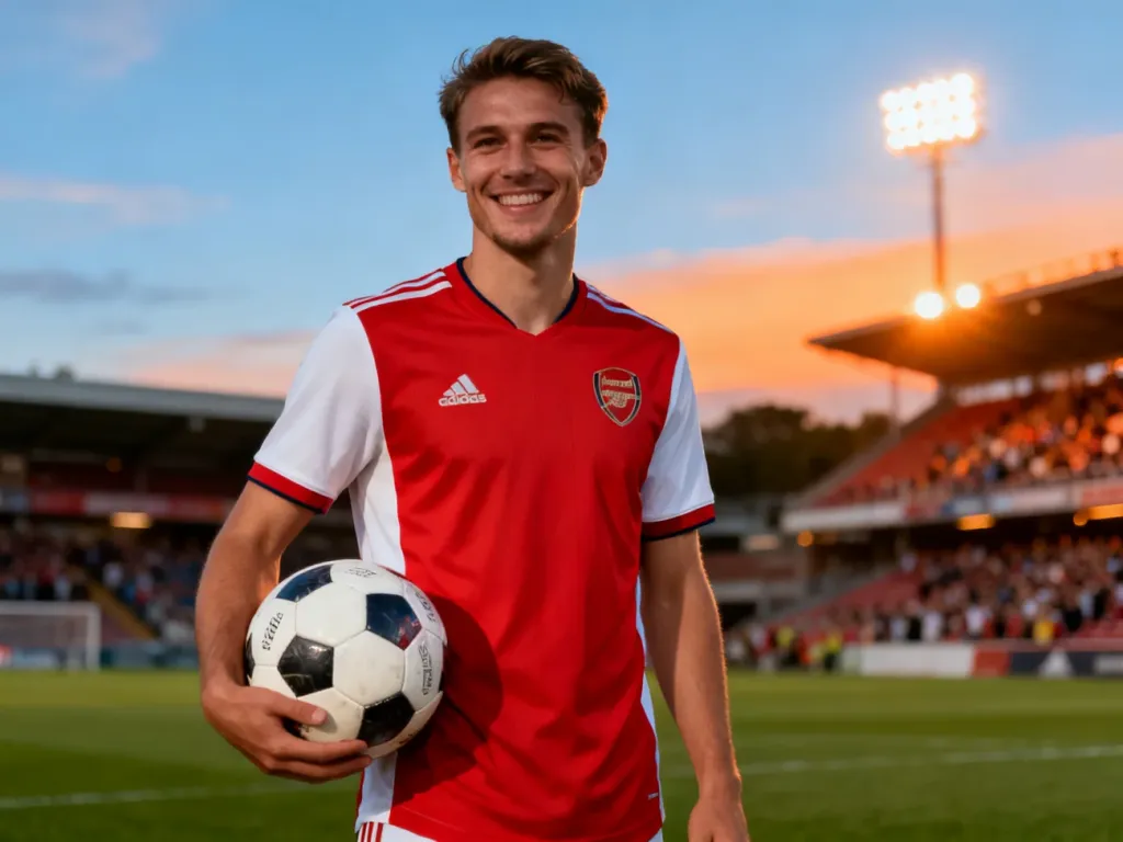 Kamil Grosicki uśmiechnięty na murawie stadionu w czerwono‑białej koszulce, trzyma piłkę przy boku przed meczem